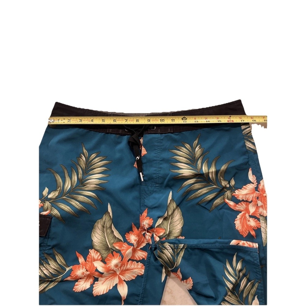 Rip curl Hawaiian Board Shorts Mens‎ Size 32 Blue Tropical Beach Swim Trunks - Picture 8 of 15